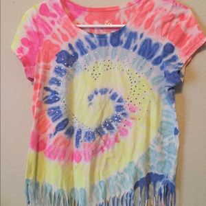 CUTE tie die fringe tee